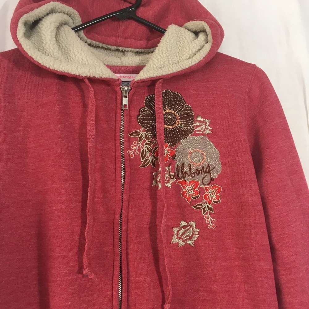 Billabong Embroidered Sherpa Zip Up Hoodie